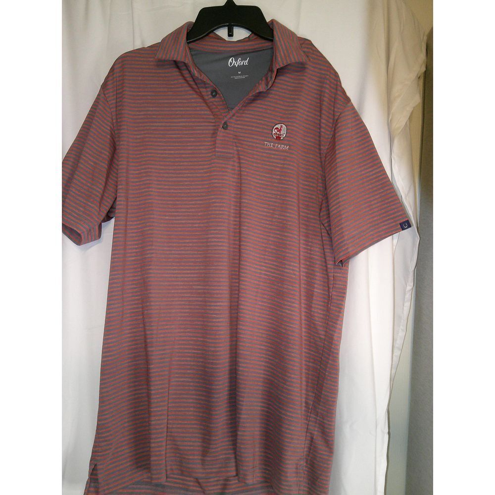 Oxford Golf Men's Striped Polo Shirt Casual Golf Tennis Sport Embroidered Logo M